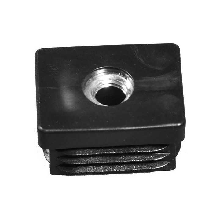 Embouts rect. noirs tube Ext 35x25 mm Ep 1-2 Insert métal M10