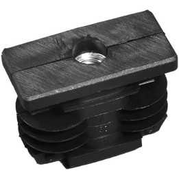 Embouts rect. noirs tube Ext 60x25 mm Ep 2 Insert métal M10