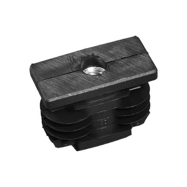 Embouts rect. noirs tube Ext 80x60 mm Ep 4 Insert métal M10