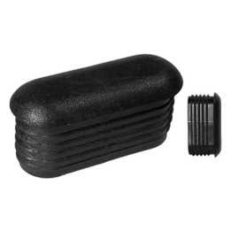 Embouts ailettes ovales incurvés tube Ext 50x25 mm Ep 1-2,5 Noir