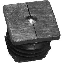 Embouts carrés noirs tube Ext 40x40 mm Ep 1,5-2 Insert métal M12