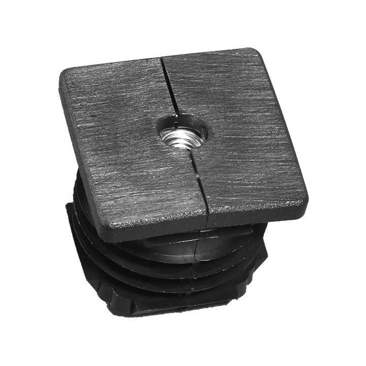 Embouts carrés noirs tube Ext 60x60 mm Ep 1,5-2 Insert métal M12