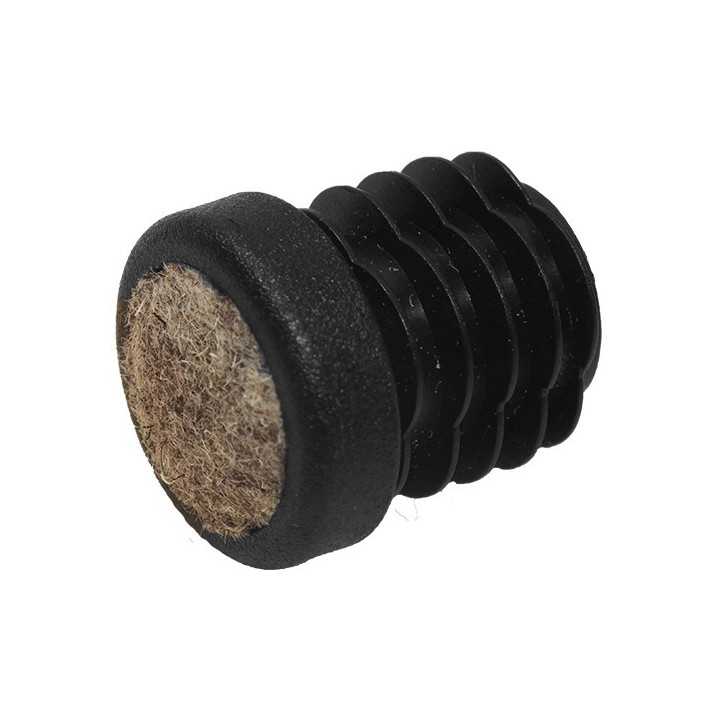 Slider with wool base for tube OD 12 mm Wall 0,8-2 - PE Black