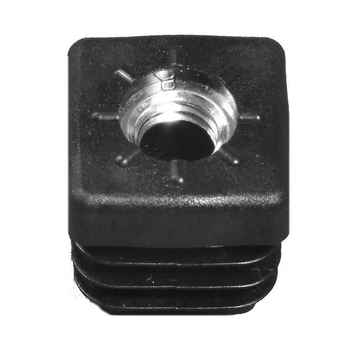 Embouts carrés noirs tube Ext 30x30 mm Ep 1-2 Insert métal M10