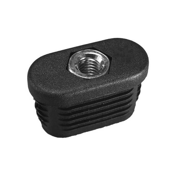 Embouts ovales noirs tube Ext 35x20 mm Ep 1,5-2 Insert métal M 10