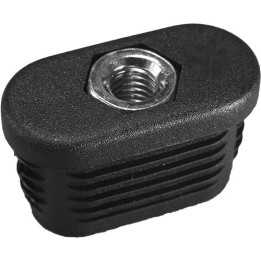 Embouts ovales noirs tube Ext 38x20 mm Ep 1,5-2 Insert métal M 8