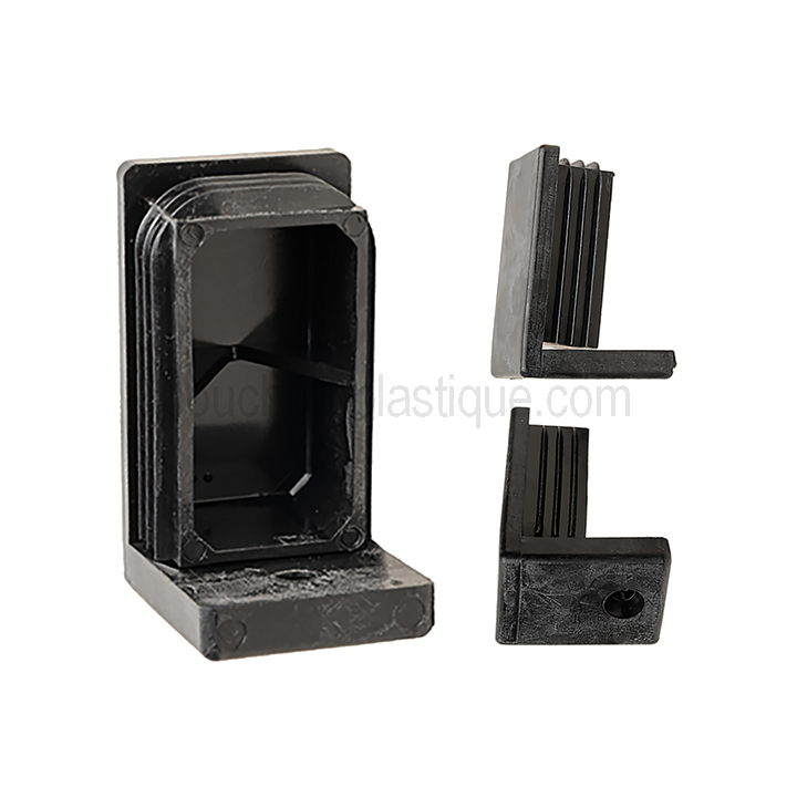 Traineau pour tube rectangle Ext. 50x25 mm - Ep. 1,5-2 - Noir