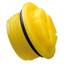 Bouchons filetés rentrant 1 1/16x12UNF PEHD Jaune avec joint torique