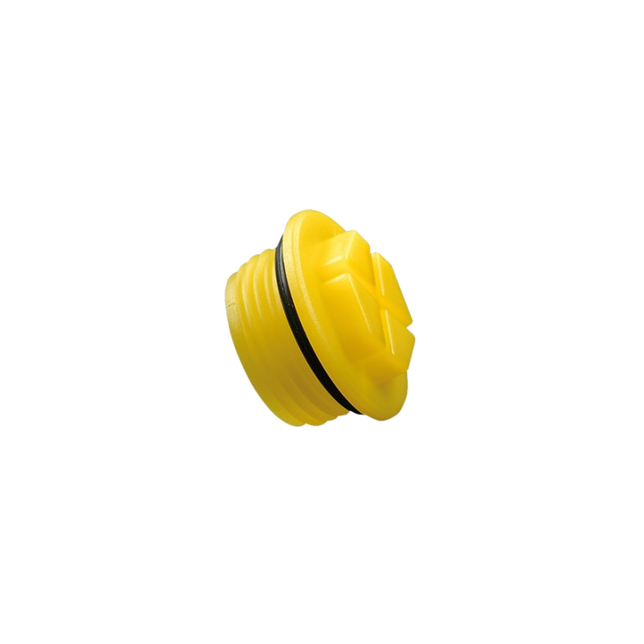 Bouchons filetés rentrant 1 3/4x11 PEHD Jaune avec joint torique