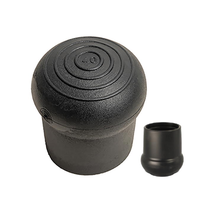 Embouts Diam int. 38 Ht. 45.5 mm - Base renforcée - PVC souple Noir