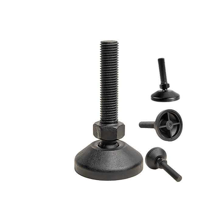 Pied réglable diam 50 Tige M16 Ht 70 mm inclinable 20° 500 kg maxi