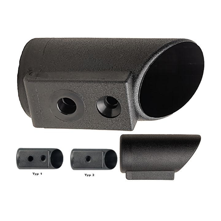 Patin pour tube rond diam ext 35 L 82.5 mm - PA Noir - Type 2