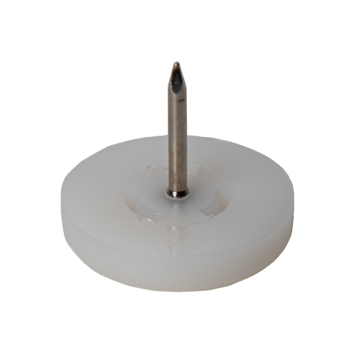 Patin à clouer diam. 20 Ht. 5 - Clou diam. 2 Ht. 15 mm - PEHD Blanc