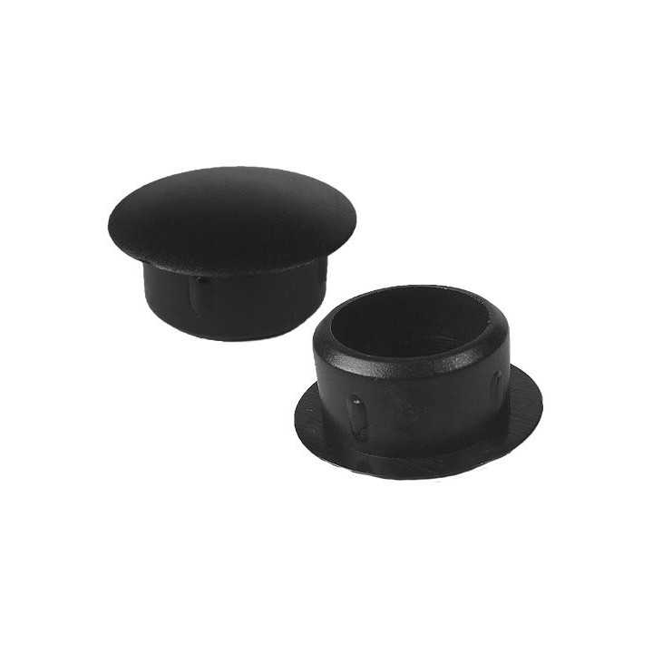 Caps à dessus plat Diam ext. 11 Col. 16 Ht. 5 mm - PE Noir