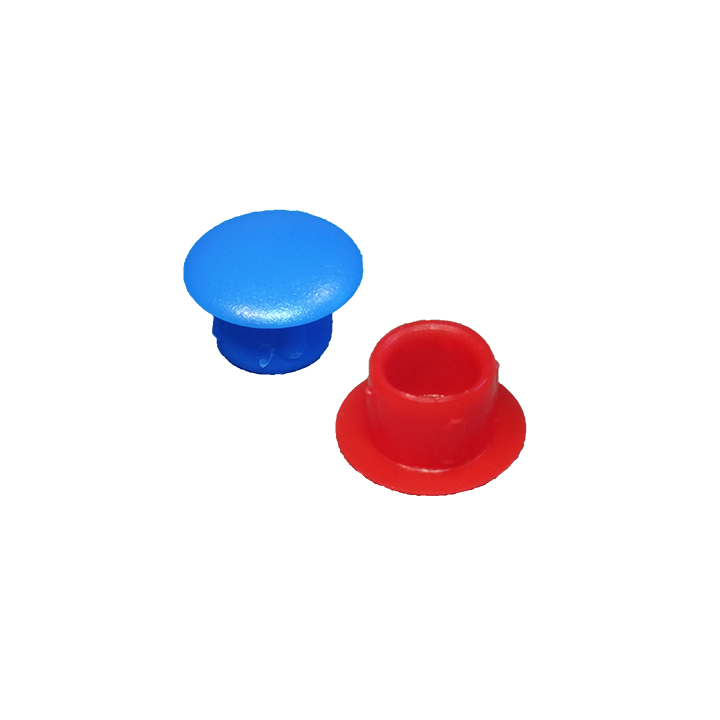 Caps à dessus plat Diam ext. 8 Col. 10 Ht. 6,3 mm - PE Couleur