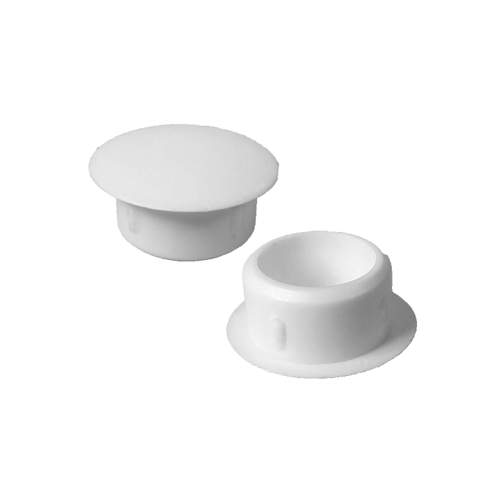 Caps à dessus plat Diam ext. 5 Col. 20 Ht. 7,5 mm - PE Blanc 00