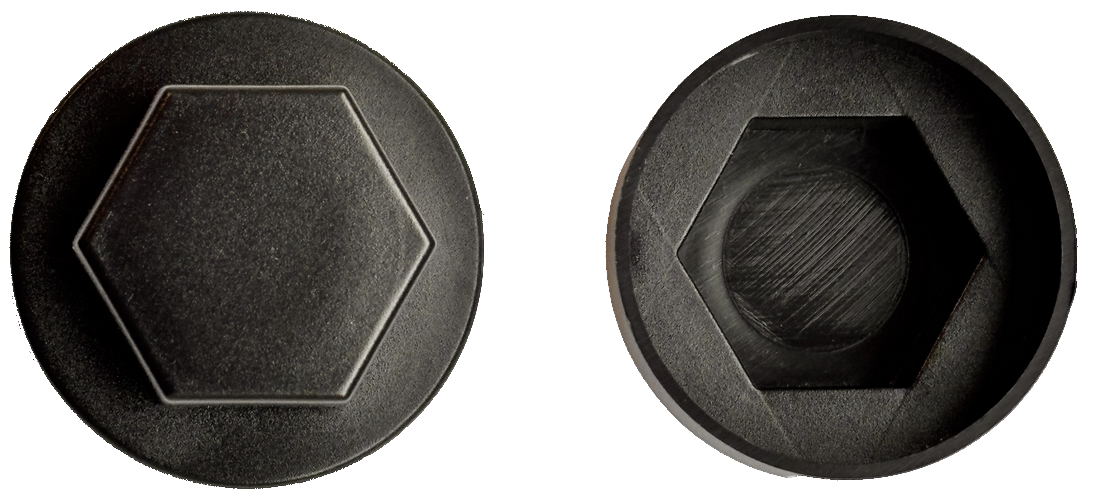 Cache-écrou hexagonal et rondelle - Noir